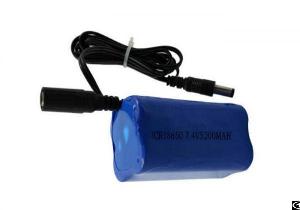 Perma Battery18650 Rechargeable Li-ion Battery Pack 7.4v 5200mah Equipped With 2 Dc Connectors