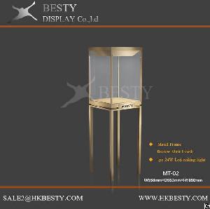 Luxury Besty Metal Tower Showcase With Rotate Led