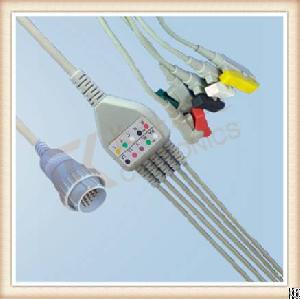 Awc Nec 16 Pin One Piece Ecg Cable, Cable 5 Leads, Grabber, Iec