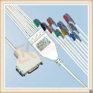 Fukuda Denshi One Piece Ecg Cable 10 Leadwires, Clip, Aha