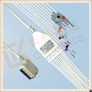 Manufacturer Kenz Pc 109 One Piece Ecg Cable 10 Leadwires Needle, Iec Ck-e421-di