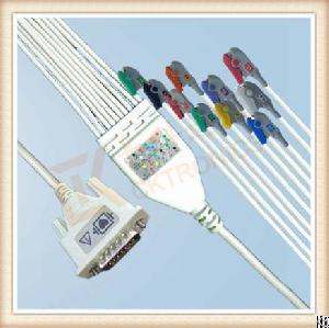 Medical Cable Nihon Kohden One Piece Ecg Cable With Screws Clip, Aha