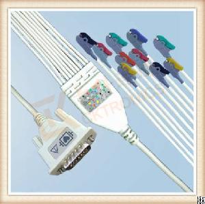 Medical Cable Nihon Kohden One Piece Ecg Cable With Screws Clip, Iec