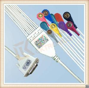 Medical Cable Nihon Kohden One Piece Ecg Cable With Screws Snap, Aha