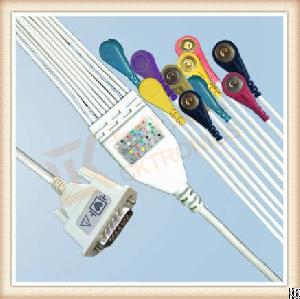 Medical Cable Nihon Kohden One Piece Ecg Cable With Screws Snap, Iec