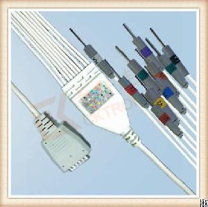 Medical Cable Nihon Kohden One Piece Ecg Cable Without Screws Needle, Aha