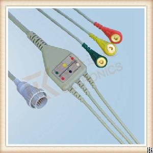 Nec 16 Pin One Piece Ecg Cable, Cable 3 Leads, Snap, Iec