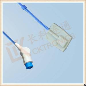 Nihon Kohden 10 Pin Reusable Spo2 Sensor, Pediatric Silicone Soft Tip, L 3m