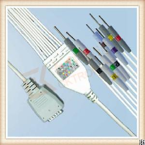 Nihon Kohden Bj900p One Piece Ecg Cable 10 Leadwires Needle, Iec
