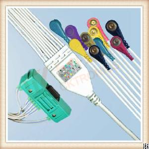 Nihon Kohden Br 911d Ecg Cable 10 Leadwires Snap, Iec