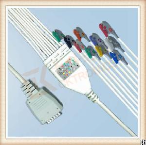 One Year Warranty Nihon Kohden One Piece Ecg Cable Without Screws Clip, Aha