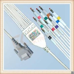 Schiller One Piece Ecg Cable 10 Leadwires Short Screws Banana, Aha