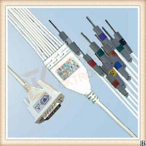 Spacelabs Sl6 One Piece Ecg Cable 10 Leadwires Needle, Aha