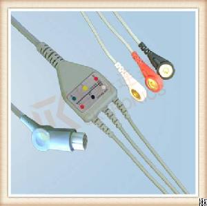 Sw Artema One Piece Ecg Cable, Cable 3 Leads, Snap, Aha