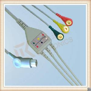 Sw Artema One Piece Ecg Cable, Cable 3 Leads, Snap, Iec