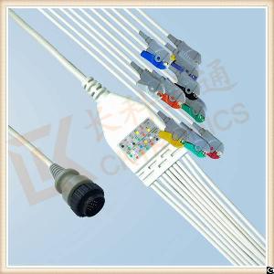 Low Cost Kenz Pc 104 One Piece Ecg Cable 10 Leadwires Clip, Iec