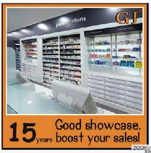 wholesale pharmacy store display cabinet showcase