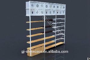 Wooden And Steel Wall Mounted System Garment Display Multi Rack