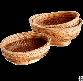 Oval Bamboo Basket Set 3