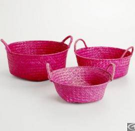 Round Bamboo Basket With Handles