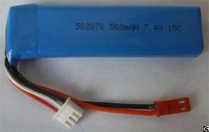 rechargeable li polymer battery pack 7 4v 500mah 15c discharge