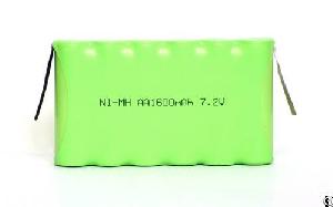 Rechargeable Ni-mh 7.2v 6xaa 1600mah Battery Pack With 2 Nickel Tabs