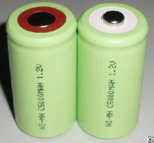 Rechargeable Nimh 1.2v C 5ah Battery Cell With Top Button Cap And Fruit Green Pvc Jack