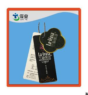 La Leasa Garment Black And Beautiful Flower Simple Hangtag