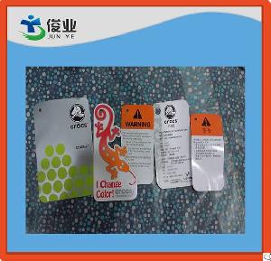 plastic clothing hangtag gloss oil surface