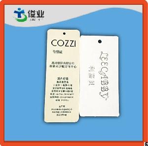 women clothing hang tag cozzi