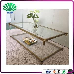 living room corner mirrored console table plexiglass coffee metal legs