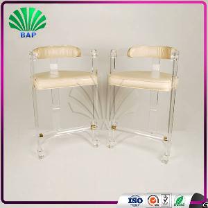 New Design Acrylic Leisure Chair Tall Plexiglass Chair Lucite Bar Stool With Backrest