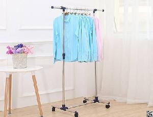 Adjustable Stainless Steel Or Composite Strong Single Pole Clothes Drying Rack With Wheels