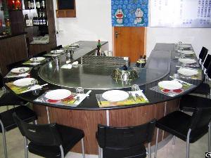 Selling 12 Seats Stainless Steel Arched Shape Teppanyaki Grill Table