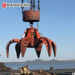 electro hydraulic orange peel grab bucket ship loading cargo scrap