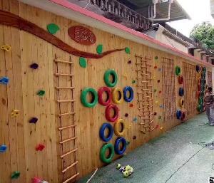 Kindergarten Children Wooden Tire Outdoor Climbing Drill Slide Small Amusement Equipment