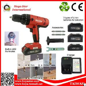 18v li ion battery cordless hammer drill