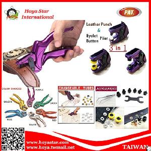 Taiwan Made 3 In 1 Multi-funciton Leather Eyelet Punch Button Plier