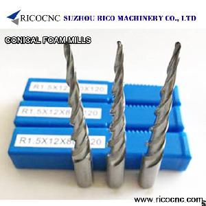 Conical Tapered Foam Mill Cnc Router Bits Milling Tools Edge Taper Ball Nose