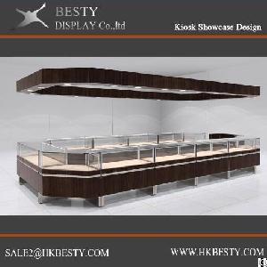 wood veneer kiosk display case shop