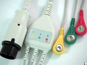 Compatible Ekg Ecg Cable , 3 Leads, Iec,