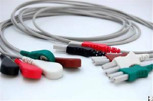 Din Style Ecg Cable, One Piece Ecg Cable, Snap Electrode , 0.9m