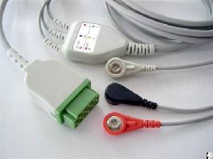 ge aha 3 12pin reusable ecg cable snap electrode