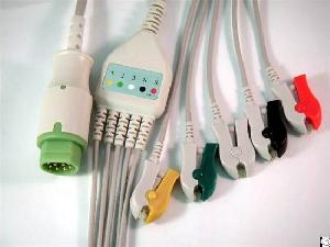 One Piece Ecg Cable, 5 Leads, Aha Standard, Mindray 12 Pin Medical Cable