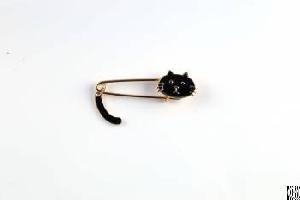 charm cat brooch pin gold men woman jewelry safety sweater clip guard