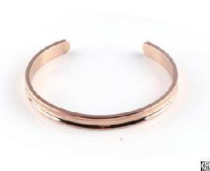 Grooved Cuff Bangles Coated Rose Gold For Girl Fashion Inner Circumference 65mm