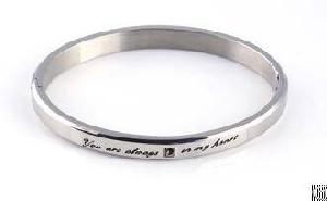 High Polished Silver Bangles Engraved Letters Of You Are Always In My Heart