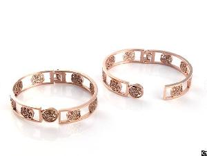 hollowed jewelry charm cuff bangles rose gold coated girl fashion bangle bracelet