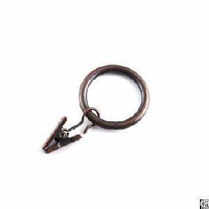 Matte Metal Curtain Clip Ring, Antique Copper, 1 Inch Diameter