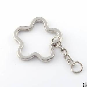 Nickel Plated Metal Flat Key Rings In Flower Shape